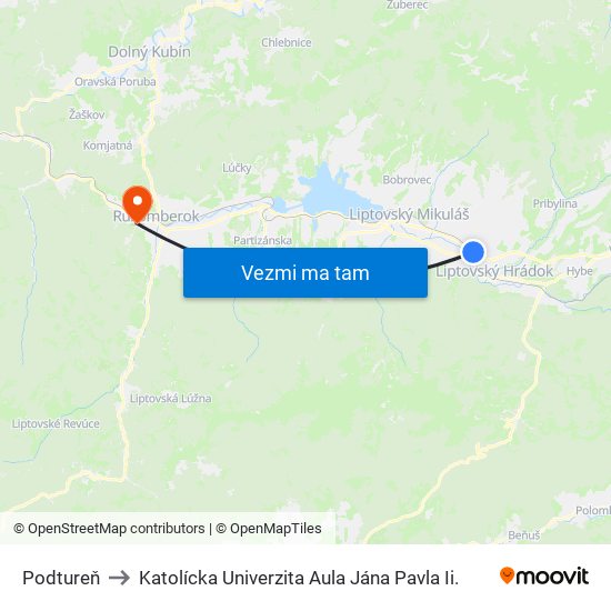 Podtureň to Katolícka Univerzita Aula Jána Pavla Ii. map