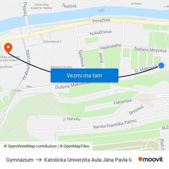 Gymnázium to Katolícka Univerzita Aula Jána Pavla Ii. map