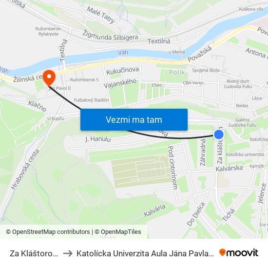 Za Kláštorom to Katolícka Univerzita Aula Jána Pavla Ii. map