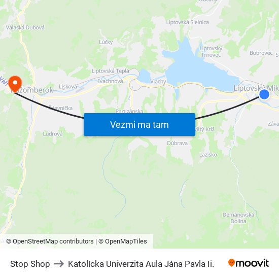 Stop Shop to Katolícka Univerzita Aula Jána Pavla Ii. map