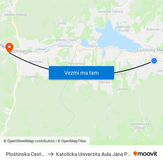 Ploštínska Cesta,Pd to Katolícka Univerzita Aula Jána Pavla Ii. map