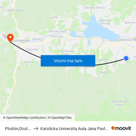 Ploštín,Otočka to Katolícka Univerzita Aula Jána Pavla Ii. map