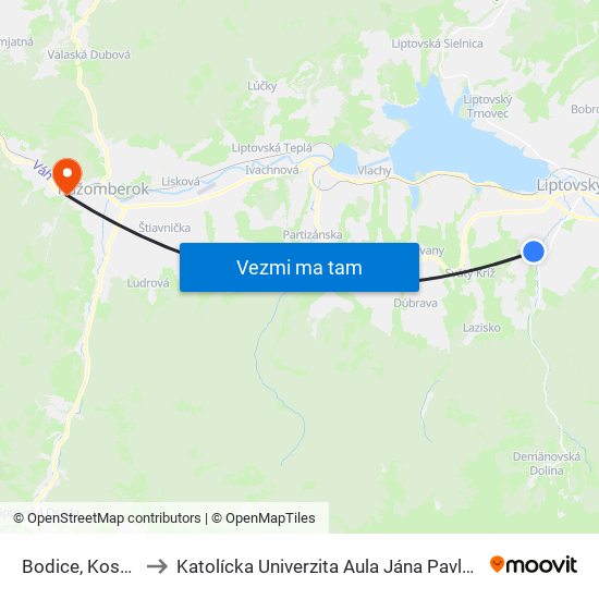 Bodice, Kostol to Katolícka Univerzita Aula Jána Pavla Ii. map