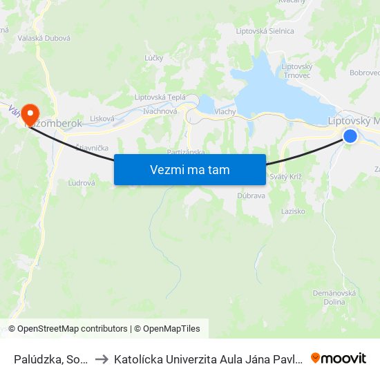 Palúdzka, Soup to Katolícka Univerzita Aula Jána Pavla Ii. map