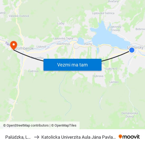 Palúdzka, Las to Katolícka Univerzita Aula Jána Pavla Ii. map