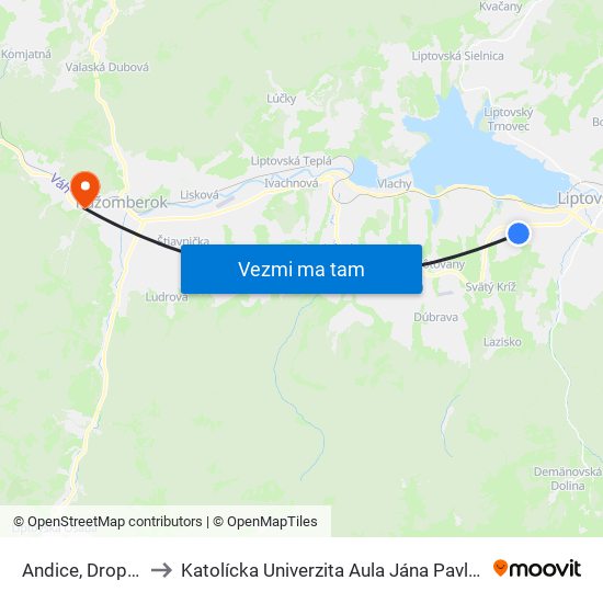 Andice, Droppa to Katolícka Univerzita Aula Jána Pavla Ii. map