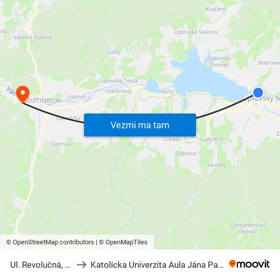 Ul. Revolučná, Lidl to Katolícka Univerzita Aula Jána Pavla Ii. map