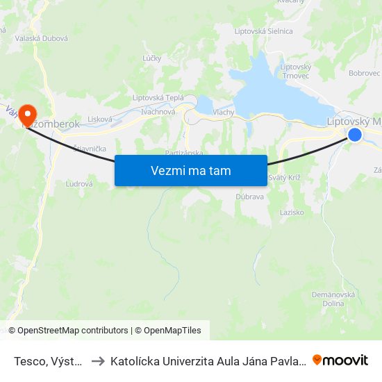 Tesco, Výstup to Katolícka Univerzita Aula Jána Pavla Ii. map