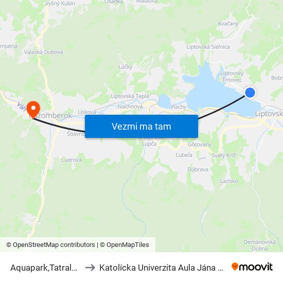 Aquapark,Tatralandia to Katolícka Univerzita Aula Jána Pavla Ii. map