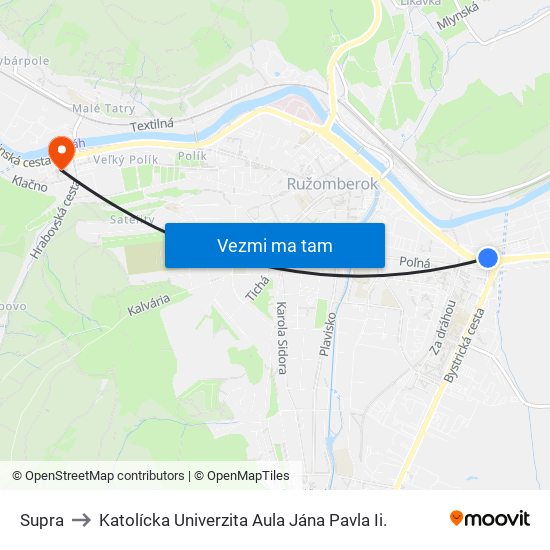 Supra to Katolícka Univerzita Aula Jána Pavla Ii. map