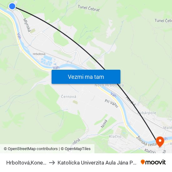 Hrboltová,Konečná to Katolícka Univerzita Aula Jána Pavla Ii. map