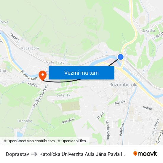 Doprastav to Katolícka Univerzita Aula Jána Pavla Ii. map