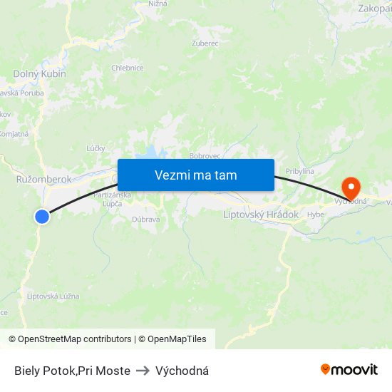 Biely Potok,Pri Moste to Východná map