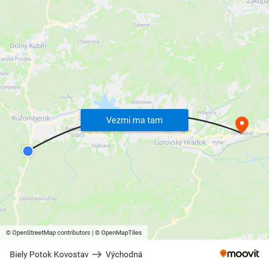 Biely Potok Kovostav to Východná map