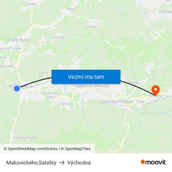 Makovického,Satelity to Východná map