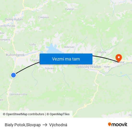 Biely Potok,Slovpap to Východná map