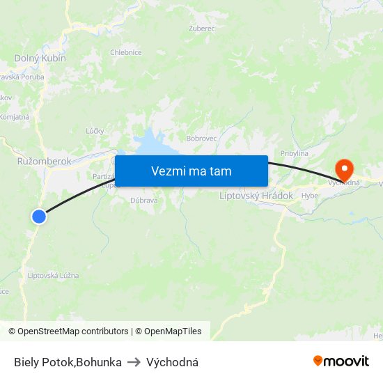 Biely Potok,Bohunka to Východná map