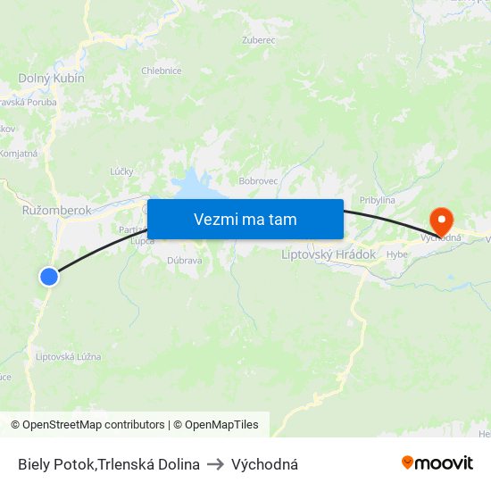 Biely Potok,Trlenská Dolina to Východná map