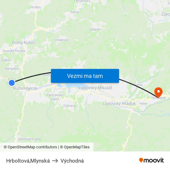 Hrboltová,Mlynská to Východná map