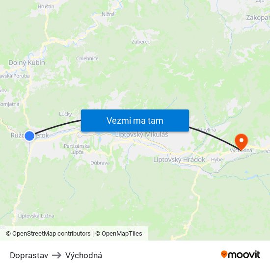 Doprastav to Východná map