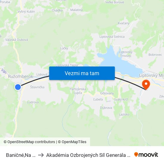 Baničné,Na Kopci to Akadémia Ozbrojených Síl Generála M.R. Štefánika map