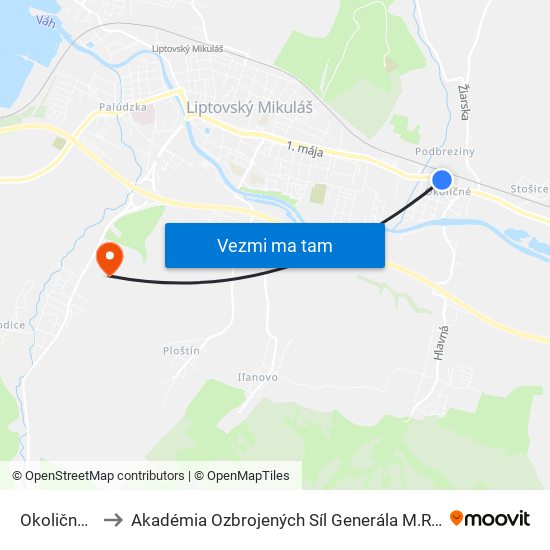 Okoličné, Zš to Akadémia Ozbrojených Síl Generála M.R. Štefánika map