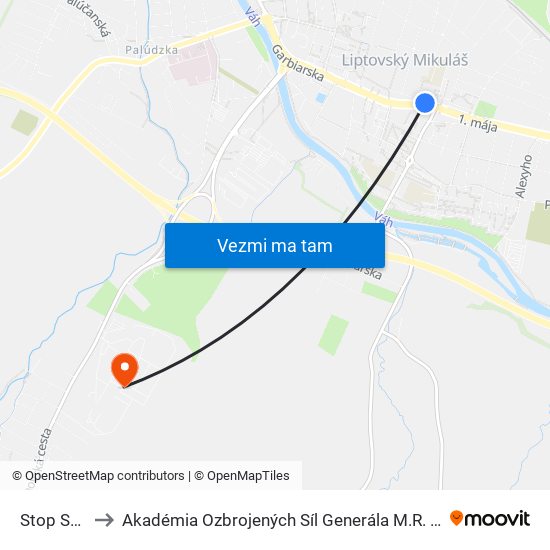 Stop Shop to Akadémia Ozbrojených Síl Generála M.R. Štefánika map