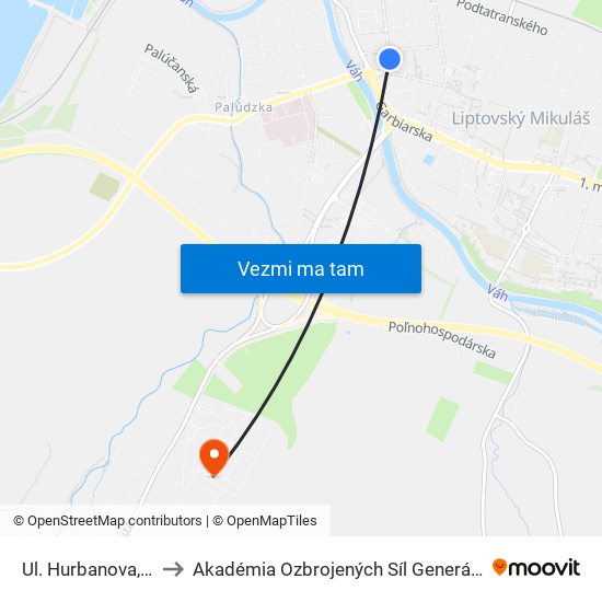 Ul. Hurbanova, Lekáreň to Akadémia Ozbrojených Síl Generála M.R. Štefánika map