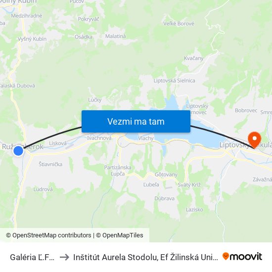 Galéria Ľ.Fullu to Inštitút Aurela Stodolu, Ef Žilinská Univerzita map
