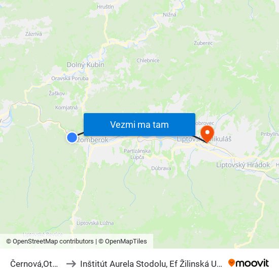 Černová,Otočka to Inštitút Aurela Stodolu, Ef Žilinská Univerzita map