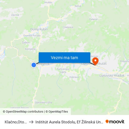 Klačno,Otočka to Inštitút Aurela Stodolu, Ef Žilinská Univerzita map