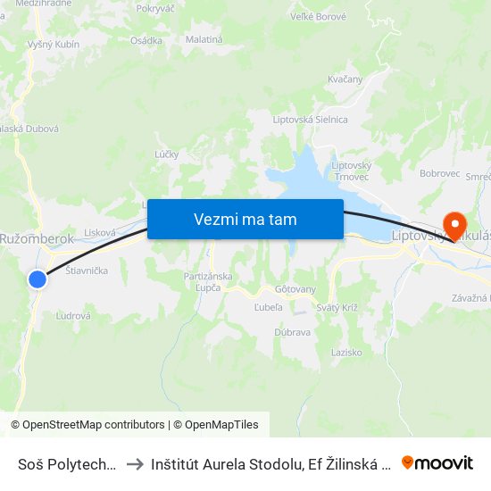 Soš Polytechnická to Inštitút Aurela Stodolu, Ef Žilinská Univerzita map