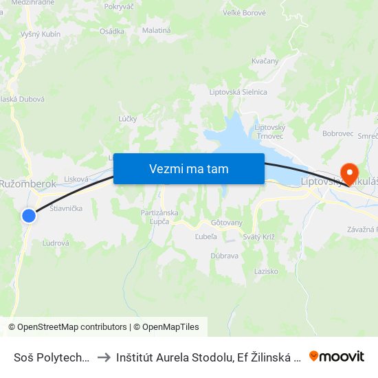 Soš Polytechnická to Inštitút Aurela Stodolu, Ef Žilinská Univerzita map