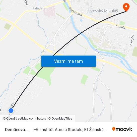 Demänová, Rázc. to Inštitút Aurela Stodolu, Ef Žilinská Univerzita map