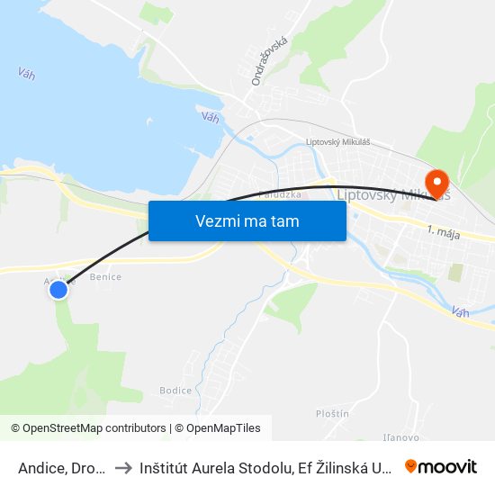 Andice, Droppa to Inštitút Aurela Stodolu, Ef Žilinská Univerzita map