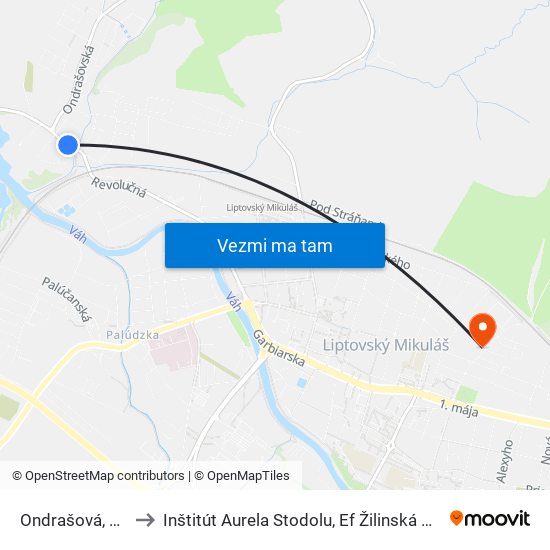 Ondrašová, Most to Inštitút Aurela Stodolu, Ef Žilinská Univerzita map