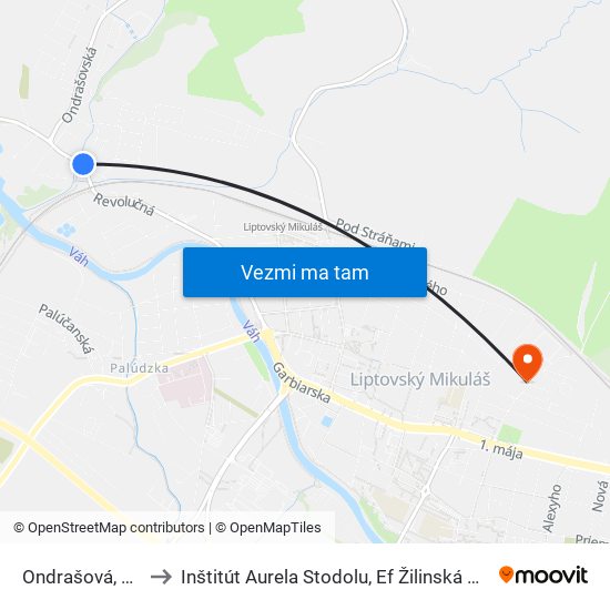 Ondrašová, Most to Inštitút Aurela Stodolu, Ef Žilinská Univerzita map