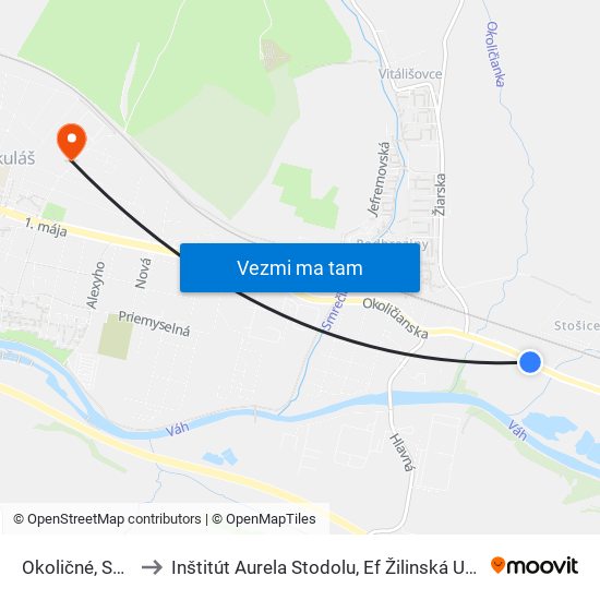 Okoličné, Servis to Inštitút Aurela Stodolu, Ef Žilinská Univerzita map