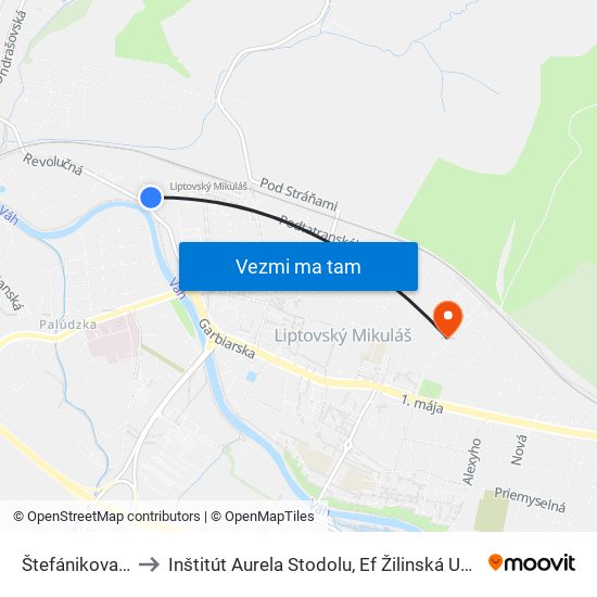 Štefánikova, 29 to Inštitút Aurela Stodolu, Ef Žilinská Univerzita map