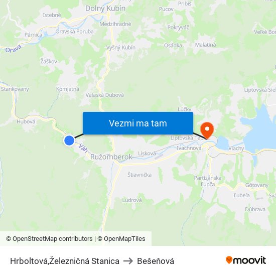 Hrboltová,Železničná Stanica to Bešeňová map