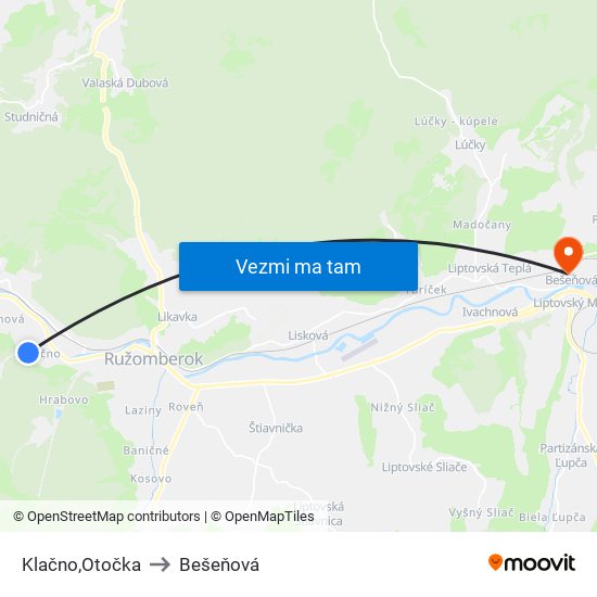 Klačno,Otočka to Bešeňová map