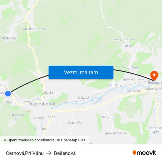 Černová,Pri Váhu to Bešeňová map