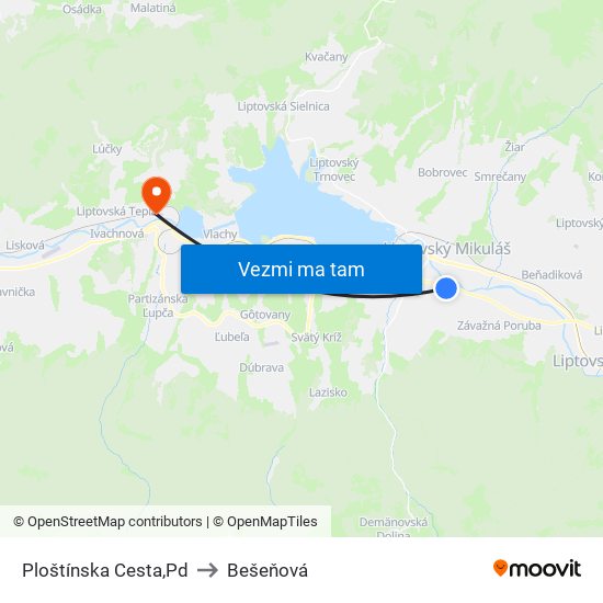 Ploštínska Cesta,Pd to Bešeňová map