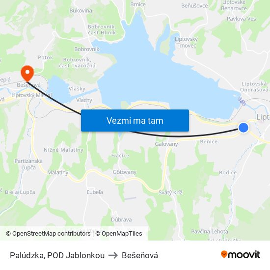 Palúdzka, POD Jablonkou to Bešeňová map