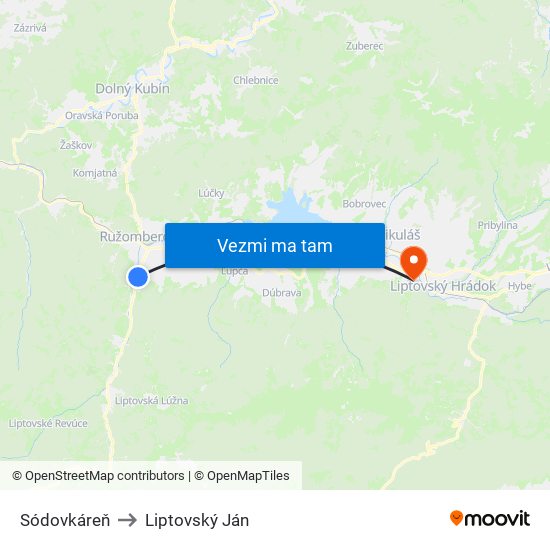 Sódovkáreň to Liptovský Ján map