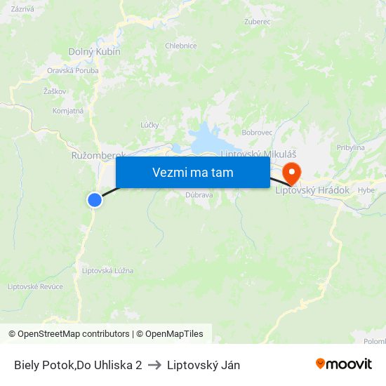 Biely Potok,Do Uhliska 2 to Liptovský Ján map