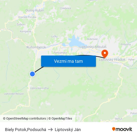 Biely Potok,Podsuchá to Liptovský Ján map