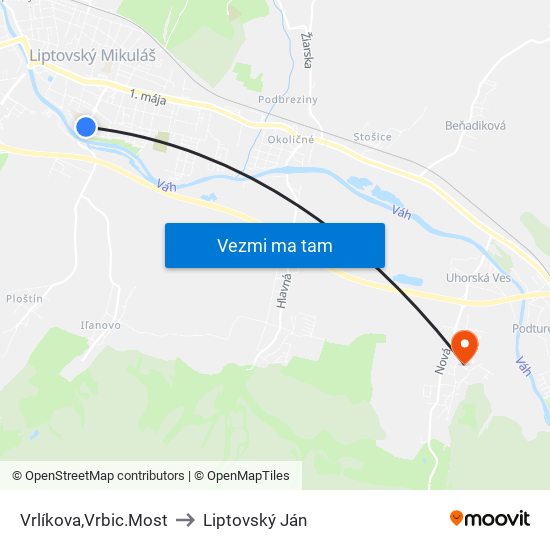 Vrlíkova,Vrbic.Most to Liptovský Ján map