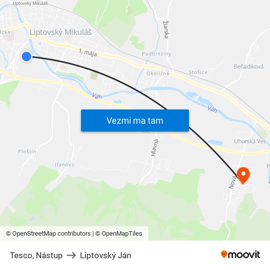 Tesco, Nástup to Liptovský Ján map