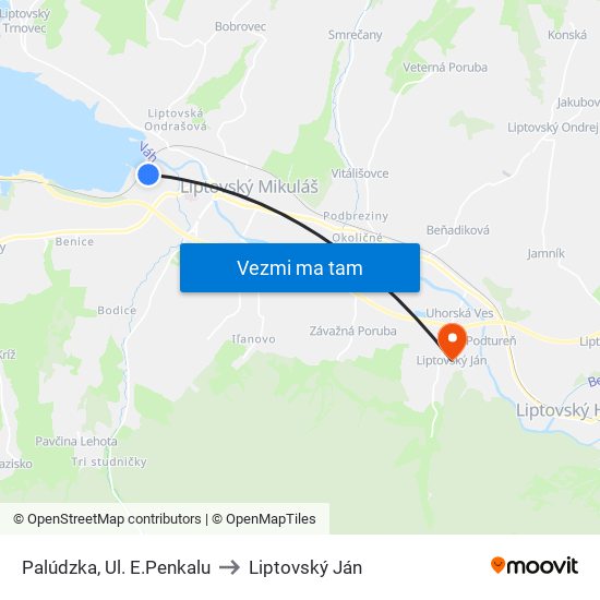 Palúdzka, Ul. E.Penkalu to Liptovský Ján map